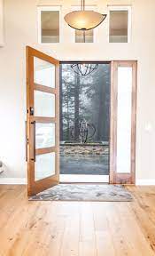 Frosted Glass And Wood Frame Front Door