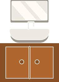 Sink Mirror Icon In Gray And Brown