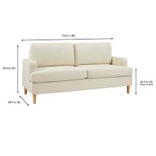 Winnick 73 6 In Modern Scandinavian Square Arm Fabric Sofa In Oyster Beige