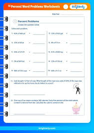 Percent Word Problems Worksheets