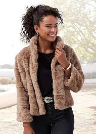 Faux Fur Short Jacket By Lascana Look