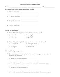 Pdf Literal Equations Practice