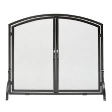 Uniflame Single Panel Black Wrought Iron Screen With Doors Medium