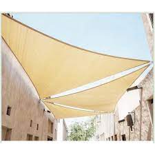 Colourtree 16 Ft X 16 Ft 220 Gsm Waterproof Beige Triangle Sun Shade Sail Screen Canopy Outdoor Patio And Pergola Cover