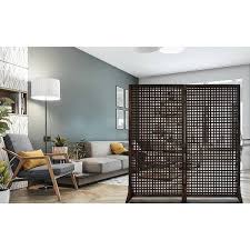 Ejoy Solid Wood Privacy Screen Room Divider With Wood Stand Grey 36 In W X 72 In H Set Of 2