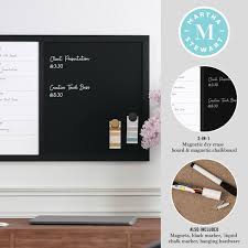 Martha Stewart Everette 24 Inx18 In Magnetic Weekly Calendar Dry Erase Board And Chalk Board With Liquid Chalk Marker And Magnets Black Woodgrain