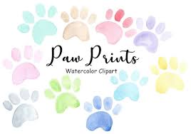 Watercolor Paw Print Clipart Dog Paw