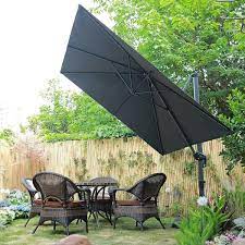 8 Ft Square Outdoor Patio Cantilever Umbrella Aluminum Offset 360 Rotation Umbrella In Gray