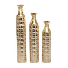 Monroe Lane Glam Metal Vase Set Of 3 Gold
