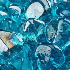 Tahitian Blue Fire Pit Glass Diamonds 1 Inch 10 Lbs