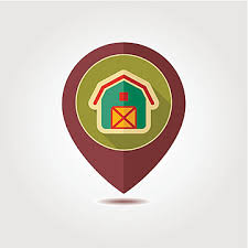 Farm Barn Vector Pin Map Icon Design