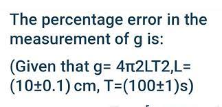 The Percentage Error In The Measurement