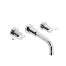 Glacier Bay Modern Double Handle Wall Mount Bathroom Faucet In Polished Chrome Grey
