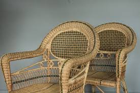 Wicker Chairs And Matching Plant Stand