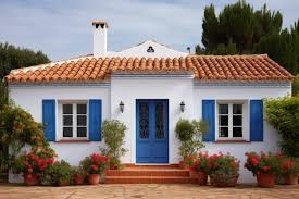 Terracotta Roof Tiles On A White Stucco