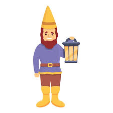 Garden Gnome With Lantern Icon Cartoon