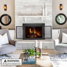 Uniflame Large Logan Black Cabinet Style Fireplace Doors With Smoke Tempered Glass