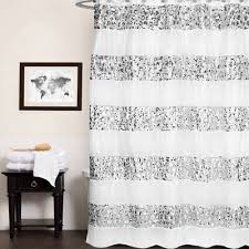 White Silver Sequin Glam Shower Curtain