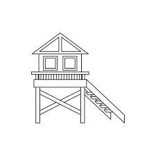 Wooden Stilt House Icon Outline Style