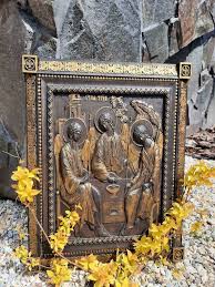 Exquisite Wooden Holy Trinity Icon