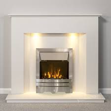 White Marble Electric Fireplace Suite