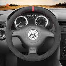 Gray Alcantara Car Steering Wheel Cover