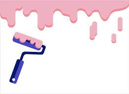Wall Roller Brush Pink Paint Dripping