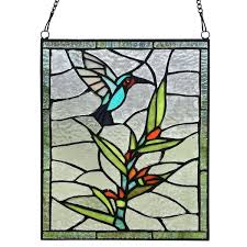 River Of Goods 10 Inch Happy Hummingbird Stained Glass Window Panel