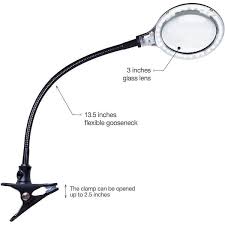 Black Lighted Magnifier Led Desk Lamp