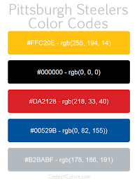 Pittsburgh Steelers Team Color Codes