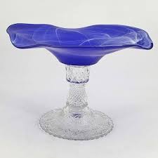 Swirled Cobalt Blue Glass Ruffled
