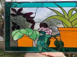 Terracotta Succulents Stained Glass