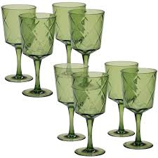 13 Oz Green Acrylic Goblet Glass