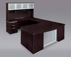 U Desk With Frosted Glass Modesty Panel