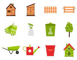 A Set Of Icons Spring Garden Tools