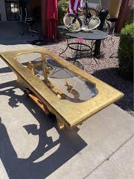 Large Gold Glass Top Coffee Table Got