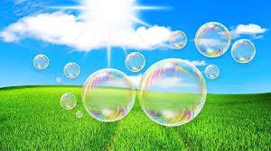 Bubbles Floating On A Grassy Field On A