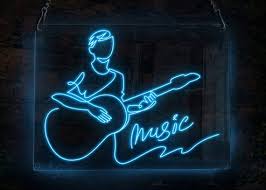 Plays Acoustic Guitar Neon Sign