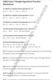 Simple Equations Worksheets For Class 7
