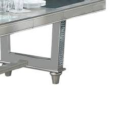 Benjara Bm284366 84 In Neil Crystal Accents Rectangular Modern Glass Dining Table Silver