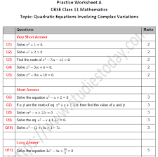 Cbse Class 11 Maths Quadratic Equations
