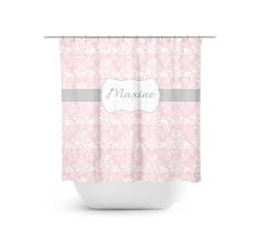 Pink White Gray Damask Shower Curtain