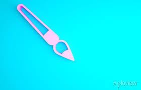 Pink Paint Brush Icon Isolated On Blue