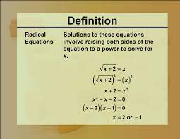 Radicals Radical Equations Media4math