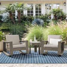 Portside Outdoor Lounge Set Portside Rocking Chair Driftwood Portside Outdoor 20 In Round Side Table Driftwood West Elm
