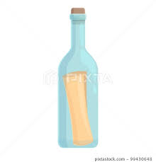Wine Message Bottle Icon Cartoon Vector