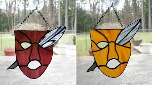 Shakespeare Mask And Quill Stained Glass