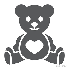 Teddy Bear Glyph Icon Child And Toy