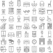 Room Furniture Linear Icons Set Stock