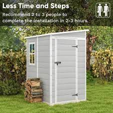 5 Ft W X 4 Ft D Outdoor Storage Gray Plastic Shed With Sloping Roof And Lockable Door In Gray 16 4 Sq Ft